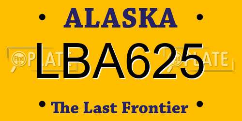 LBA625 Alaska License Plate