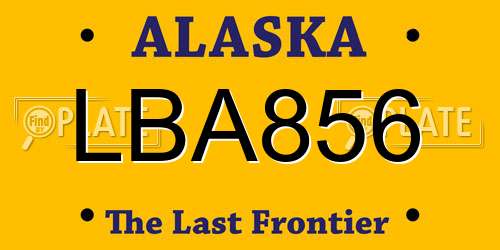 LBA856 Alaska License Plate