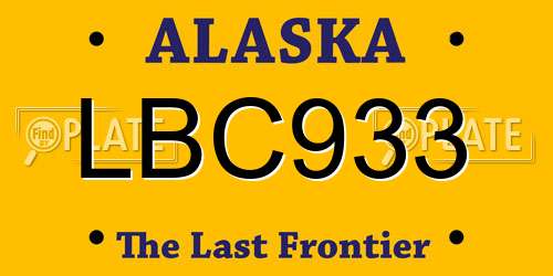 LBC933 Alaska License Plate