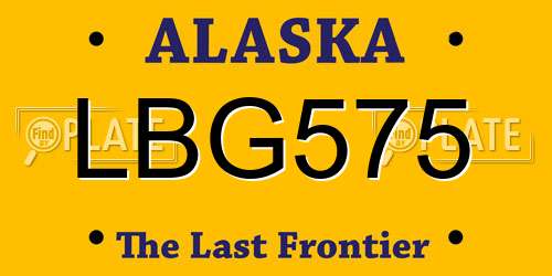 LBG575 Alaska License Plate