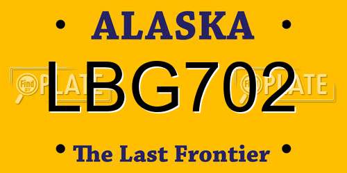 LBG702 Alaska License Plate