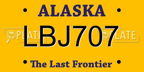 LBJ707 Alaska License Plate