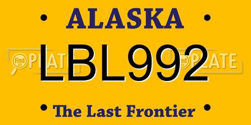 LBL992 Alaska License Plate