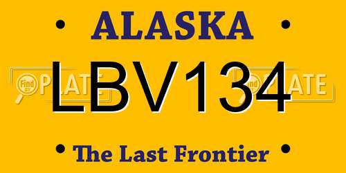 LBV134 Alaska License Plate