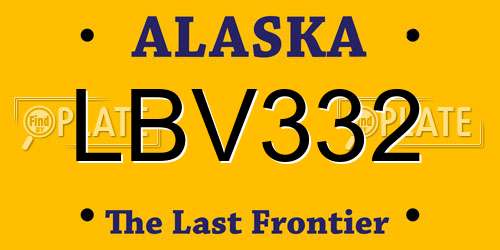 LBV332 Alaska License Plate