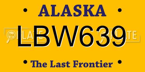 LBW639 Alaska License Plate