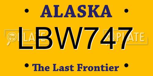 LBW747 Alaska License Plate