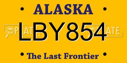 LBY854 Alaska License Plate