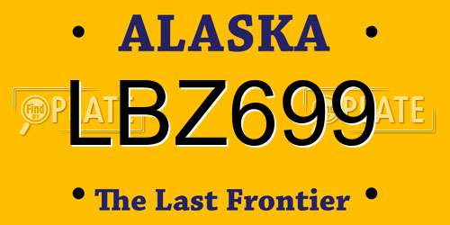 LBZ699 Alaska License Plate