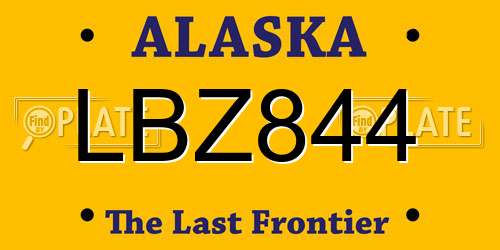 LBZ844 Alaska License Plate