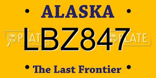 LBZ847 Alaska License Plate