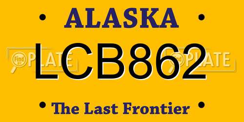 LCB862 Alaska License Plate