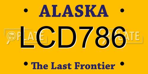 LCD786 Alaska License Plate