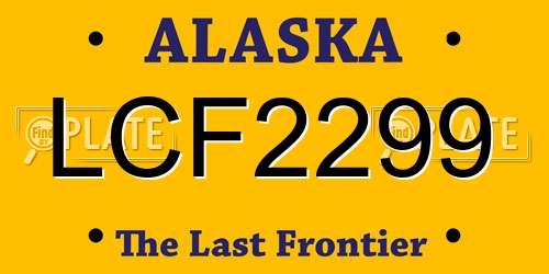 LCF2299 Alaska License Plate