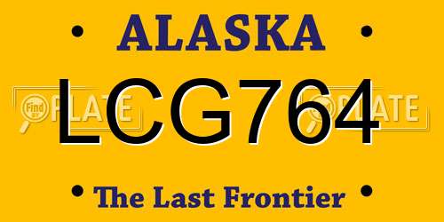 LCG764 Alaska License Plate