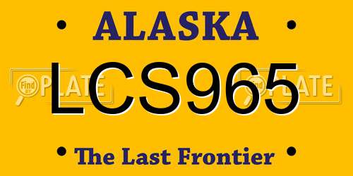 LCS965 Alaska License Plate