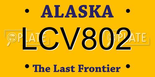LCV802 Alaska License Plate