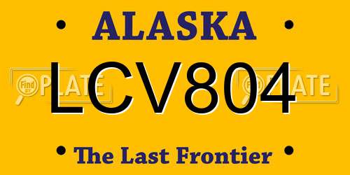 LCV804 Alaska License Plate