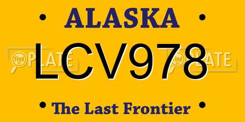 LCV978 Alaska License Plate