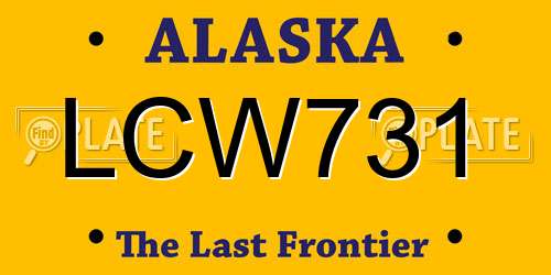 LCW731 Alaska License Plate