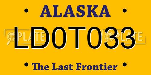 LD0T033 Alaska License Plate