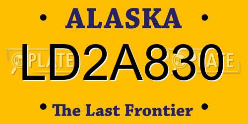 LD2A830 Alaska License Plate