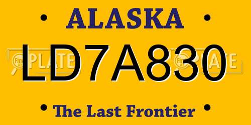 LD7A830 Alaska License Plate