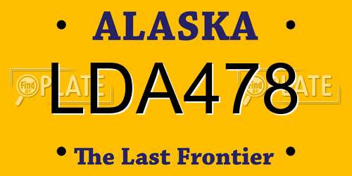 LDA478 Alaska License Plate