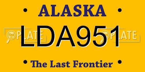 LDA951 Alaska License Plate