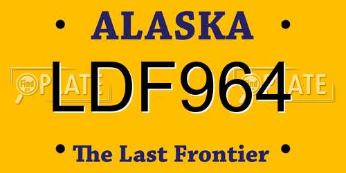 LDF964 Alaska License Plate