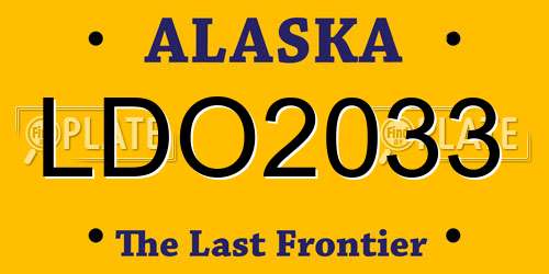 LDO2033 Alaska License Plate