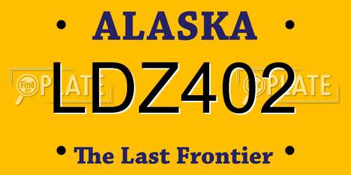 LDZ402 Alaska License Plate