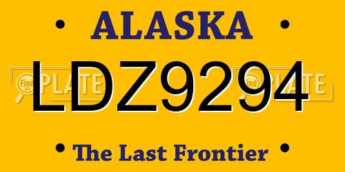 LDZ9294 Alaska License Plate