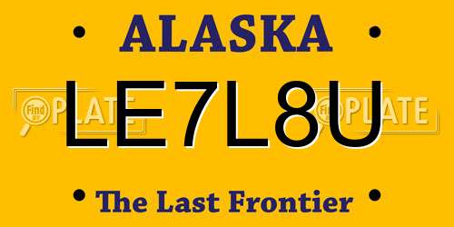 LE7L8U Alaska License Plate