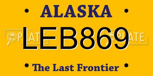 LEB869 Alaska License Plate