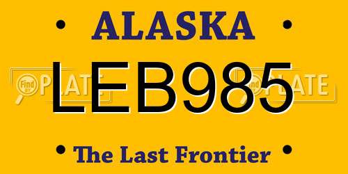 LEB985 Alaska License Plate