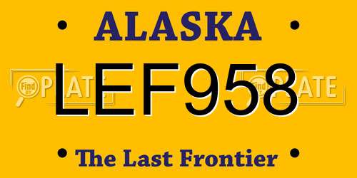 LEF958 Alaska License Plate