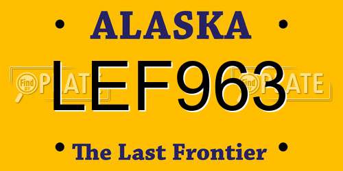 LEF963 Alaska License Plate