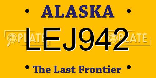 LEJ942 Alaska License Plate