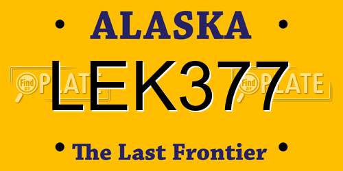 LEK377 Alaska License Plate