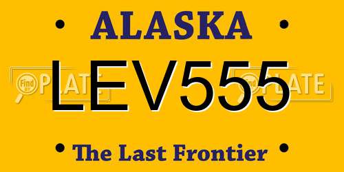LEV555 Alaska License Plate