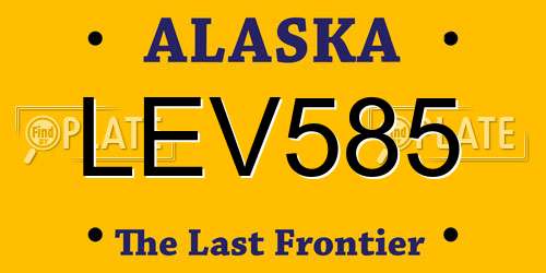 LEV585 Alaska License Plate