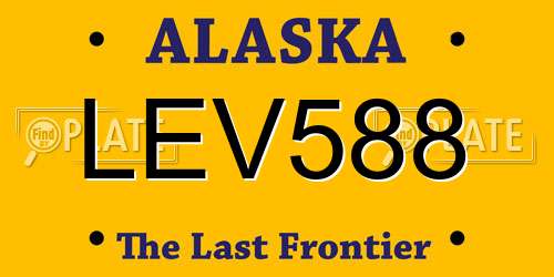LEV588 Alaska License Plate