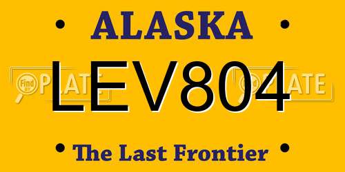 LEV804 Alaska License Plate