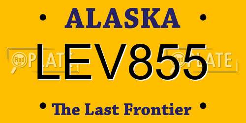 LEV855 Alaska License Plate