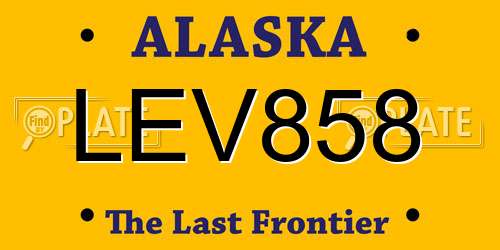 LEV858 Alaska License Plate