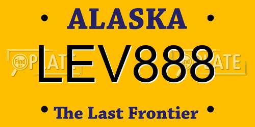 LEV888 Alaska License Plate