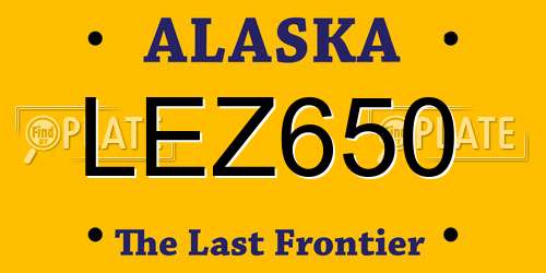 LEZ650 Alaska License Plate