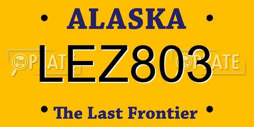 LEZ803 Alaska License Plate