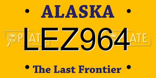 LEZ964 Alaska License Plate
